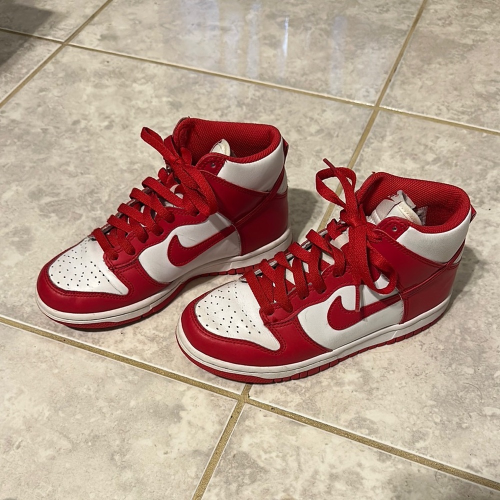 Nike Dunk High Champshionship Red and White High-Top Sneakers